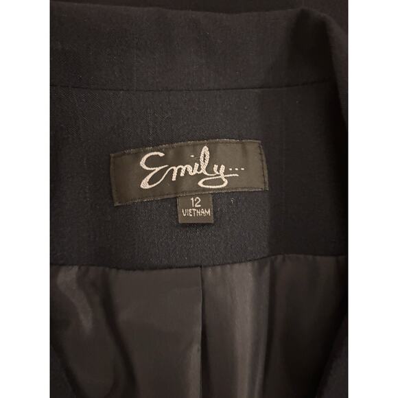 Emily Women Jacket 12 Mob Wife 2 Buttons Front Black Belted Office Siren Lined - Picture 7 of 11